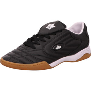 Lico Hallenschuh schwarz mit weißem Logo und weiß brauner Sohle