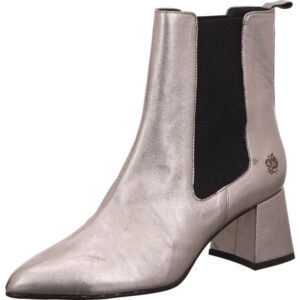 Apple of Eden Damen Stiefelette silber mit schwarzem Gummibund und silber Absatz