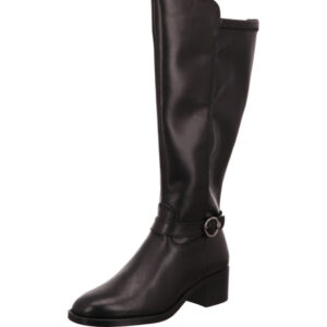 Tamaris Damen Stiefel schwarz mit silber Schnalle und schwarzer Sohle
