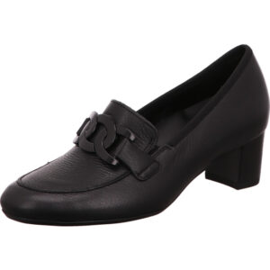 Ara Damen Pumps schwarz mit schwarzem Schmuck und schwarzem Absatz