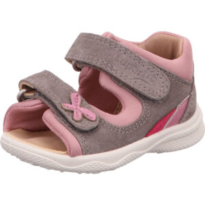 Superfit Kinder Mädchen Lauflernsandalette grau rosa kombi mit weißer Sohle