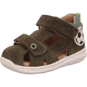 Superfit Kinder Jungs Lauflernsandalette grün mit Fußball und Klett mit weißer Sohle
