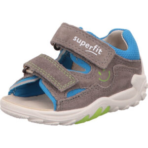Superfit Kinder Lauflernsandalette Jungs grau blau mit Klett und weißer Sohle