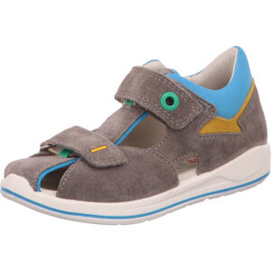 Superfit Kinder Jungs Lauflernsandalette grau blau orange mit Klett und weiß blauer Sohle