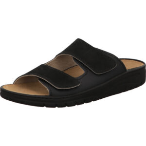 Algemare Herren Pantolette schwarz dunkelblau kombi mit Klett und schwarzer Sohle