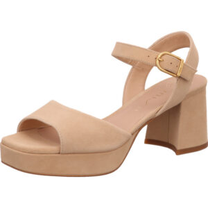 Unisa Damen Sandaletten beige mit goldener Schnalle und beigem Absatz