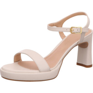 Unisa Damen Sandalette creme mit goldener Schnalle und cremefarbenem Absatz