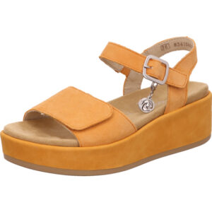Remonte Damen Sandalette orange mit Schnalle und orangener Sohle