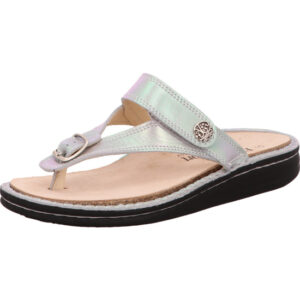 Finn Comfort Damen Zehenschuh holo mit Schnalle und Klett und schwarzer Sohle