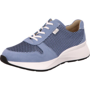 Finn Comfort Damen Halbschuh Schnürer blau kombi mit weißer Schnürung und weiß schwarzer Sohle