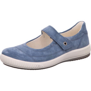 Legero Halbschuh Damen blau mit Klettverschluss und weiß/grauer Sohle