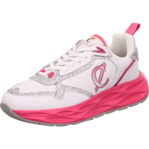 Café Noir Damen Halbschuh Schnürer weiß mit silber und pink mit weißer Schnürung und pinker Sohle