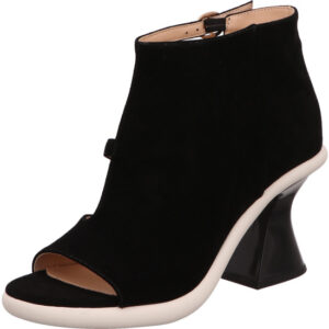 Café Noir Damen Sandalette geschlossen schwarz mit weißem Rand und schwarzem Absatz
