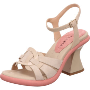 Café Noir Damen Pumps beige mit Schnalle und pinkem Rand mit beigem Absatz
