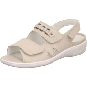 Waldläufer Sandalette Damen mit Klettverschluss beige mit weißer Sohle