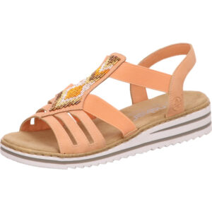 Rieker Damen Sandalette orange mit Glitzer und heller Sohle