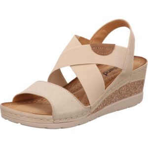 Westland Damen Sandalette beige mit braunem Fußbett und beiger Sohle
