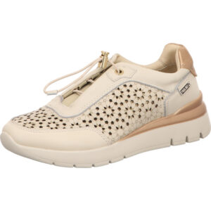 Pikolinos Damen Halbschuh beige mit rosé mit Blumenmuster und beiger Sohle und Zipper