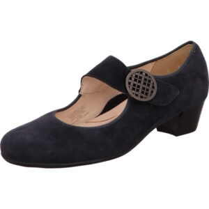 Ara Damen Pumps dunkelblau mit silber Schnalle und schwarzer Sohle