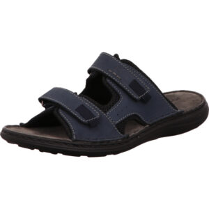 Josef Seibel Herren Pantolette blau schwarz mit Klett und schwarzer Sohle