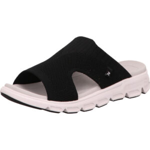 Rieker Damen Pantolette schwarz mit heller Sohle