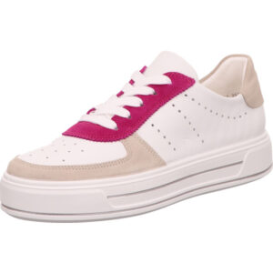 Ara Damen Halbschuh Schnürer weiß mit beige pink und weißer Sohle