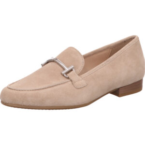 Ara Damen Pumps beige sand mit silber Schnalle und braunem Abatz