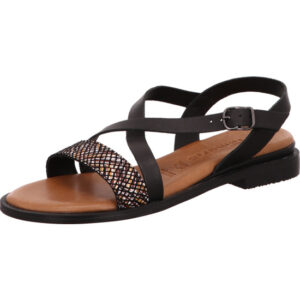 Tamaris Damen Sandalette schwarz Schlangenmuster kombi mit schwarzer Sohle