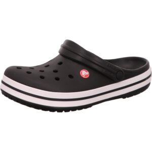 Crocs schwarz mit weißen Streifen
