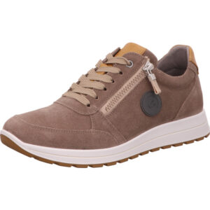 Ara Herren Halbschuh Schnürer beige mit mini Reißverschluss und weiß brauner Sohle