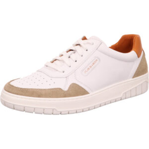 Pius Gabor Herren Halbschuh Schnürer weiß mit beige und orange mit weißer Sohle