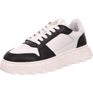 Apple of Eden Damen Halbschuh Schnürer weiß mit schwarz und weißer Schnürung mit weißer Sohle