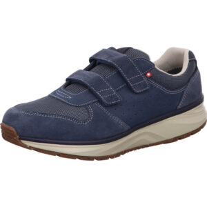 Joya Herren Halbschuh Aktivschuhe mit Abrollsohle blau mit Klett und weißer Sohle