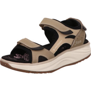 Joya Damen Sandalette Aktivschuhe mit Abrollsohle beige braun schwarz mit klett und weißer Sohle