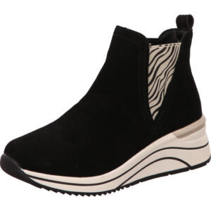 Remonte Damen Stiefelette schwarz Zebra kombi mit heller Sohle