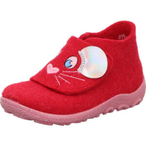 Superfit Kinder Hausschuh rot mit Maus und pinker Sohle