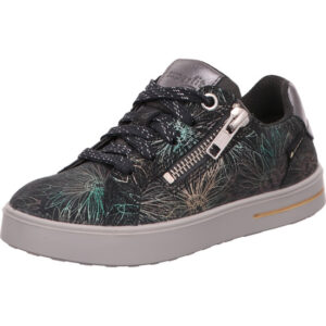 Superfit Kinderschuh Mädchen Halbschuh schwarz grün silber kombi mit Reißverschluss und weißer Sohle