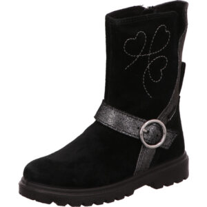 Superfit Kinderstiefelette schwarz silber mit Schnalle und schwarzer Sohle