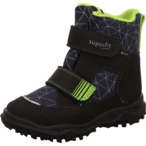 Superfit Kinderschuh hoch Jungs schwarz kombi mit grün mit Klett und schwarzer Sohle