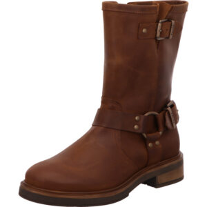 Palpa Damen Stiefelette braun mit bronze Schnallen und braun schwarzer Sohle