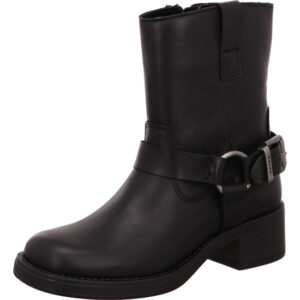 Palpa Damen Stiefelette schwarz mit Schnalle und schwarzer Sohle
