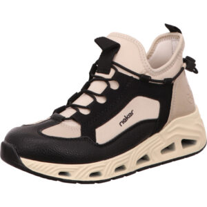 Rieker Damen Halbschuh weiß schwarz kombi mit weißer Sohle