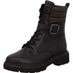 Remonte Damen Stiefelette schwarz mit silber Schnalle und schwarzer Sohle
