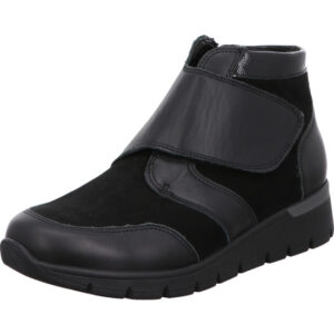Waldläufer Stiefelette Damen mit Klettverschluss schwarz