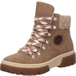 Rieker Damen Stiefelette braun kombi mit heller Sohle