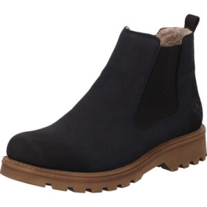 Rieker Damen Stiefelette dunkelblau mit brauner Sohle