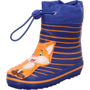 Beck Gummistiefel Jungs blau mit orangenen Streifen und Fuchs Motiv