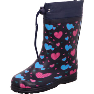 Beck Gummistiefel dunkelblau mit blau pinken Herzen