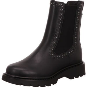 Tamaris Damen Stiefelette schwarz mit Steinchen und schwarzer Sohle