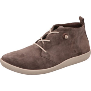 Think Damen Stiefelette grau mit heller Schnürung und weißer Sohle